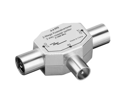 DINIC 2x coaxial coupling to coaxial plug, for connection of 2 radios to 1 antenna socket, metal